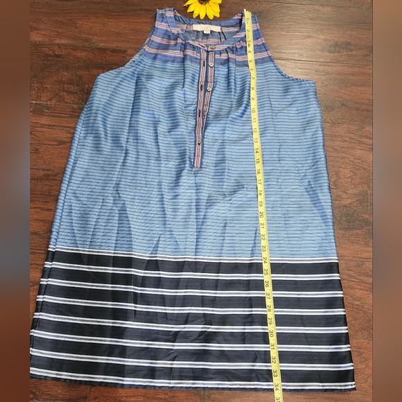 LOFT Blue Striped Sleeveless Henley Lightweight Dress 💓 - Picture 5 of 6